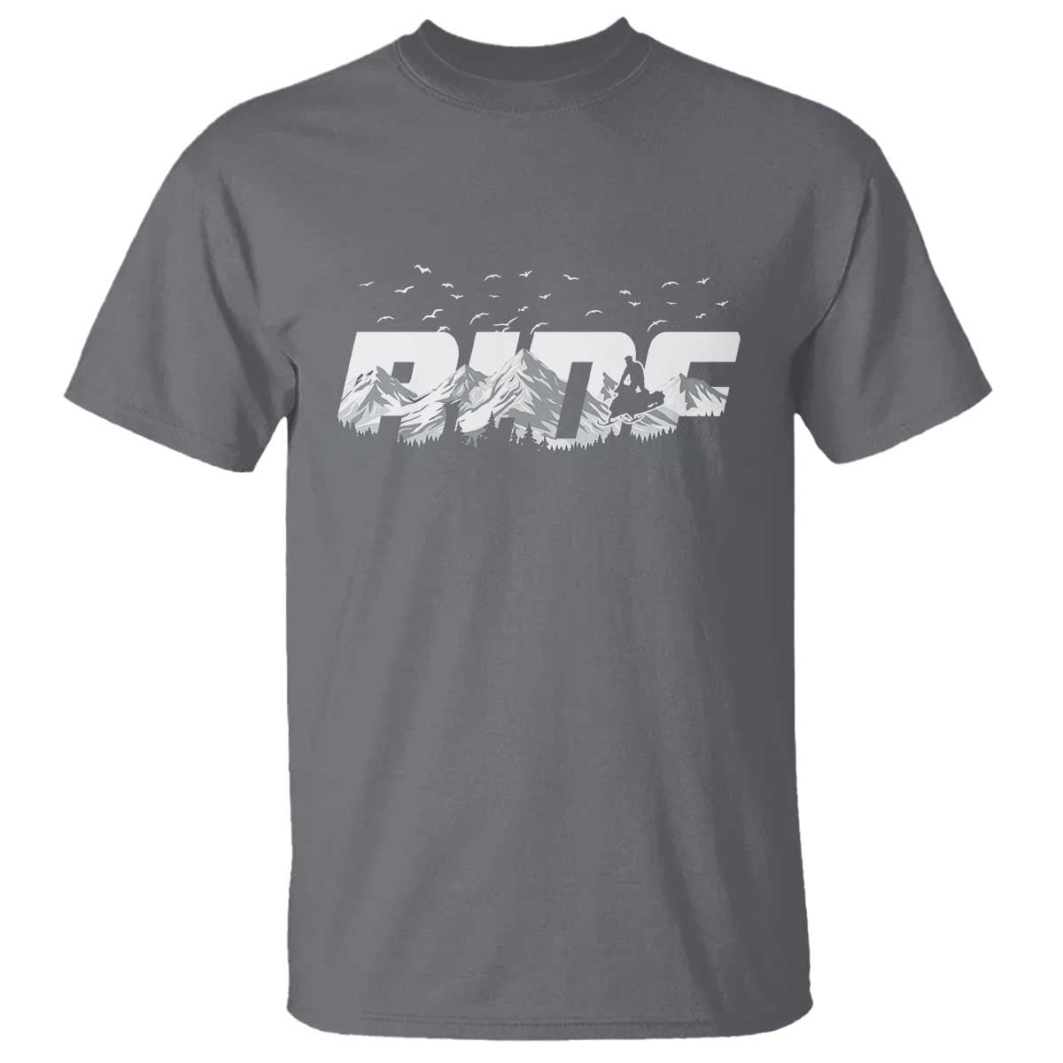 Snowmobile Ride Motor Sled Racing Winter Mountain Sports Fan T Shirt TS11 Charcoal Print Your Wear