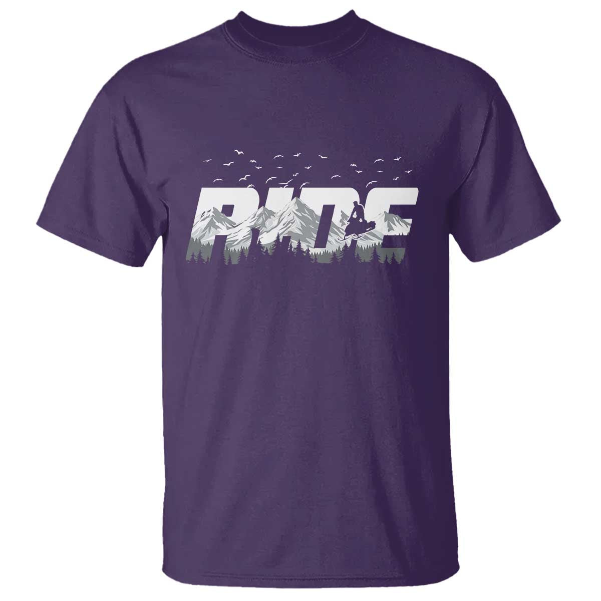 Snowmobile Ride Motor Sled Racing Winter Mountain Sports Fan T Shirt TS11 Purple Print Your Wear