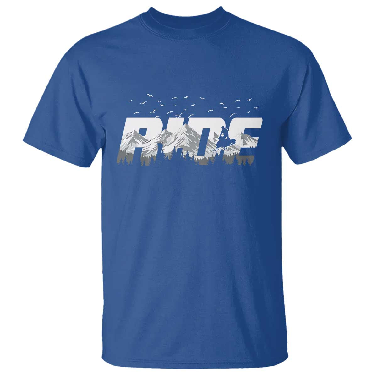 Snowmobile Ride Motor Sled Racing Winter Mountain Sports Fan T Shirt TS11 Royal Blue Print Your Wear