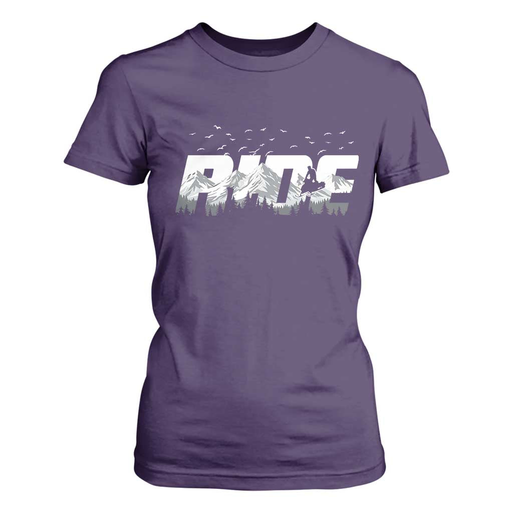 Snowmobile Ride Motor Sled Racing Winter Mountain Sports Fan T Shirt For Women TS11 Purple Print Your Wear