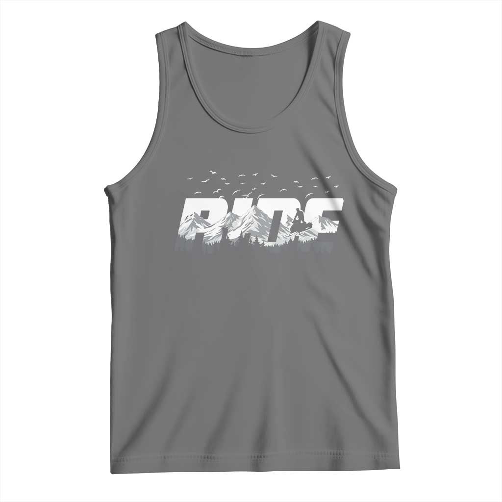 Snowmobile Ride Motor Sled Racing Winter Mountain Sports Fan Tank Top TS11 Black Heather Print Your Wear