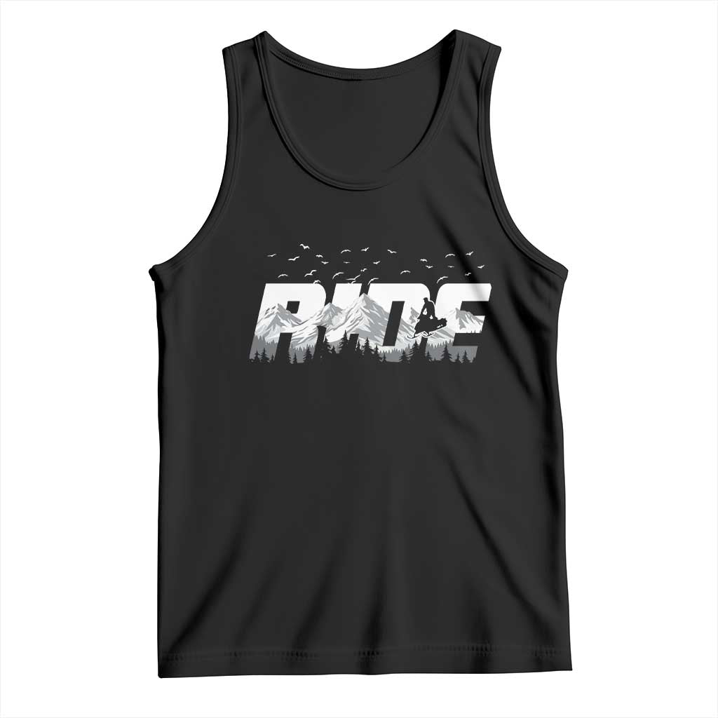 Snowmobile Ride Motor Sled Racing Winter Mountain Sports Fan Tank Top TS11 Black Print Your Wear
