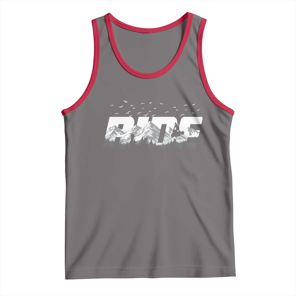 Snowmobile Ride Motor Sled Racing Winter Mountain Sports Fan Tank Top TS11 Deep Heather Red Print Your Wear