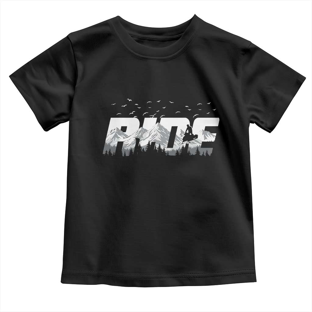 Snowmobile Ride Motor Sled Racing Winter Mountain Sports Fan Toddler T Shirt TS11 Black Print Your Wear