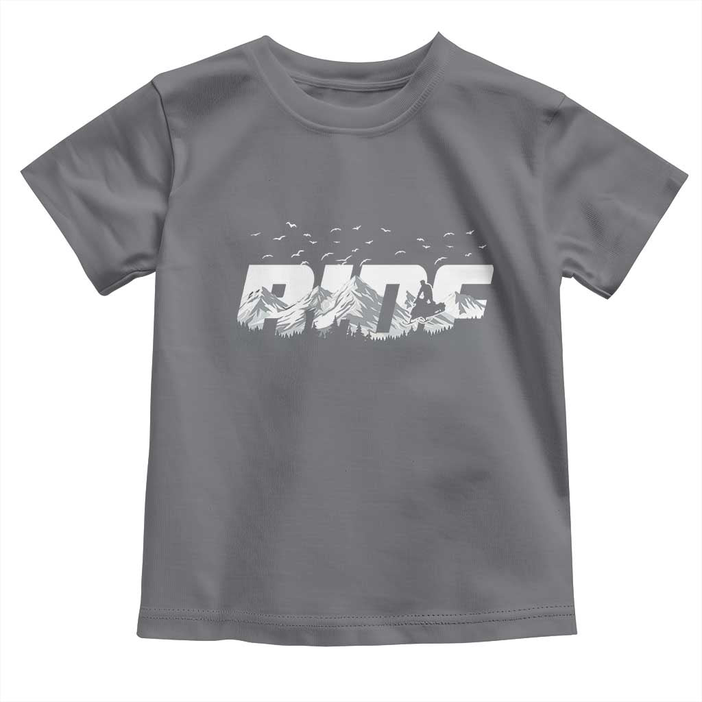 Snowmobile Ride Motor Sled Racing Winter Mountain Sports Fan Toddler T Shirt TS11 Charcoal Print Your Wear