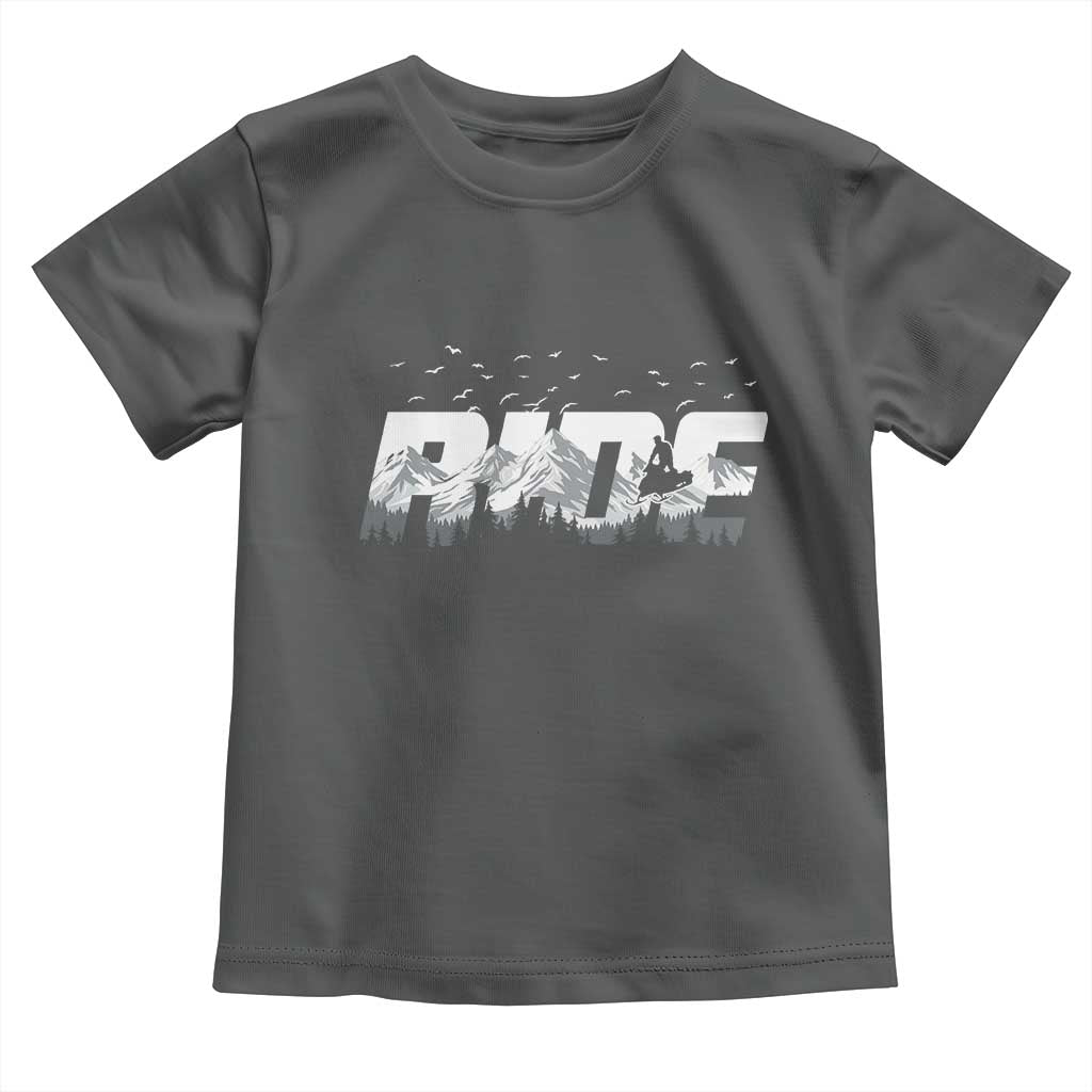 Snowmobile Ride Motor Sled Racing Winter Mountain Sports Fan Toddler T Shirt TS11 Dark Heather Print Your Wear