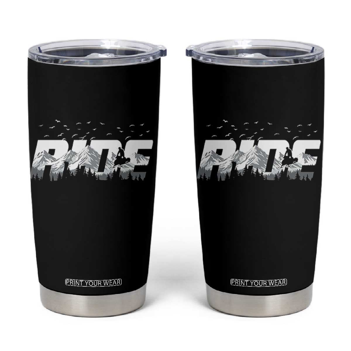 Snowmobile Ride Motor Sled Racing Winter Mountain Sports Fan Tumbler Cup TS11 Black Print Your Wear