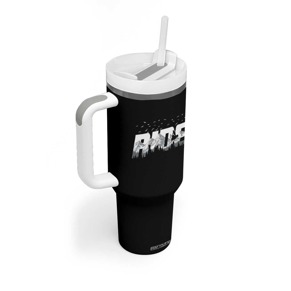 Snowmobile Ride Motor Sled Racing Winter Mountain Sports Fan Tumbler With Handle TS11 Print Your Wear