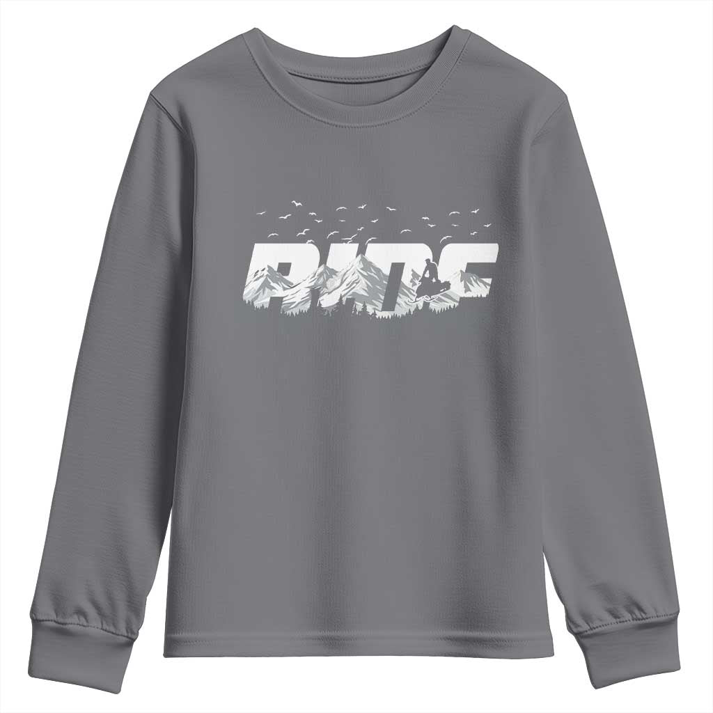 Snowmobile Ride Motor Sled Racing Winter Mountain Sports Fan Youth Sweatshirt TS11 Charcoal Print Your Wear