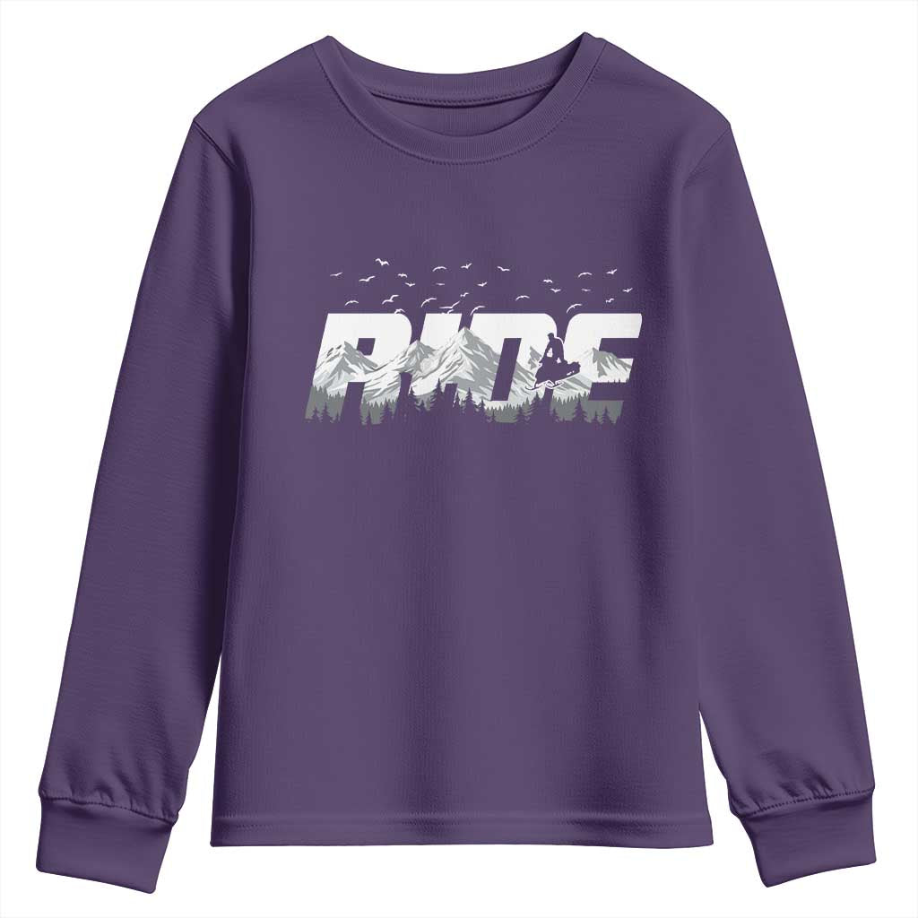 Snowmobile Ride Motor Sled Racing Winter Mountain Sports Fan Youth Sweatshirt TS11 Purple Print Your Wear