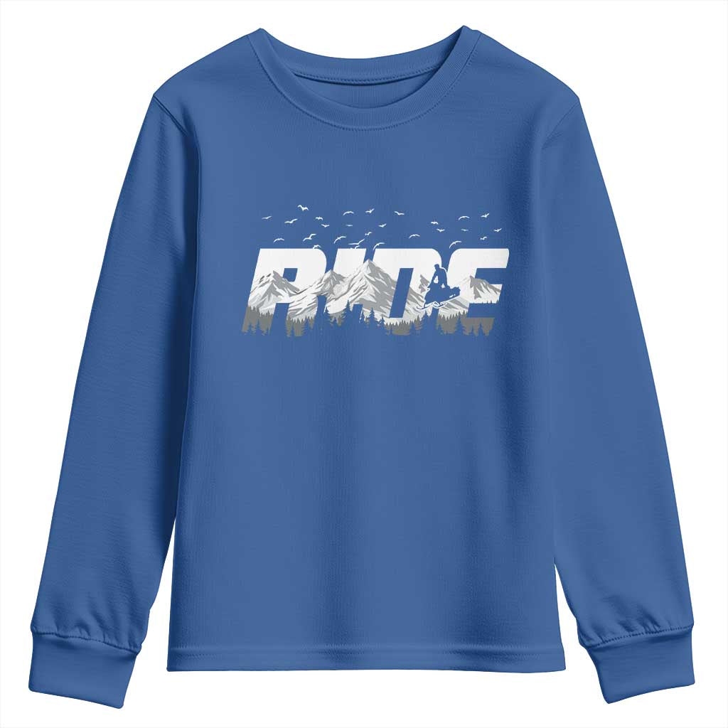 Snowmobile Ride Motor Sled Racing Winter Mountain Sports Fan Youth Sweatshirt TS11 Royal Blue Print Your Wear
