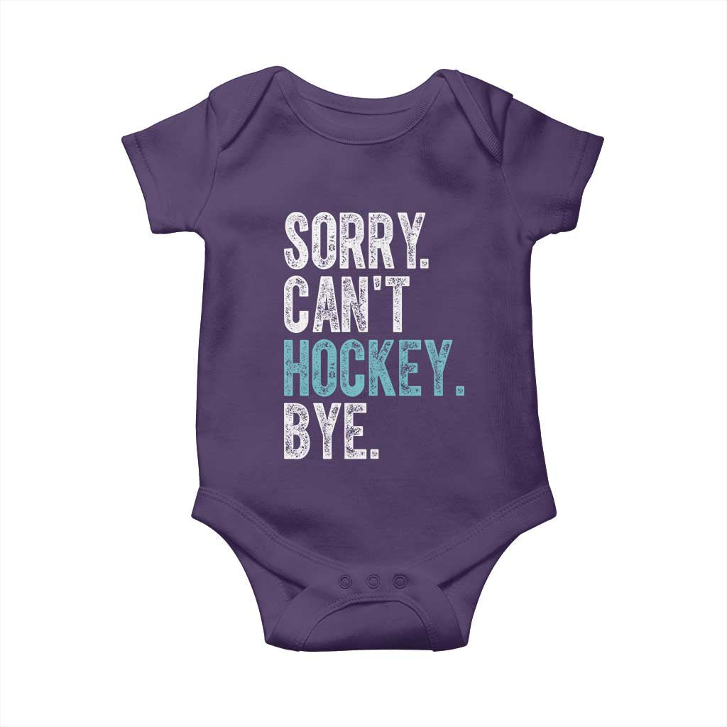 Funny Sorry Cant Hockey Bye Baby Onesie Ice Hockey Player TS11 Purple Print Your Wear