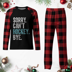 Funny Sorry Cant Hockey Bye Plaid Pajama Set Ice Hockey Player TS11 Buffalo Plaid Print Your Wear