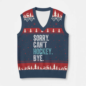 Funny Sorry Cant Hockey Bye V-Neck Knit Sweater Vest Ice Hockey Player TS11 Navy Red Print Your Wear