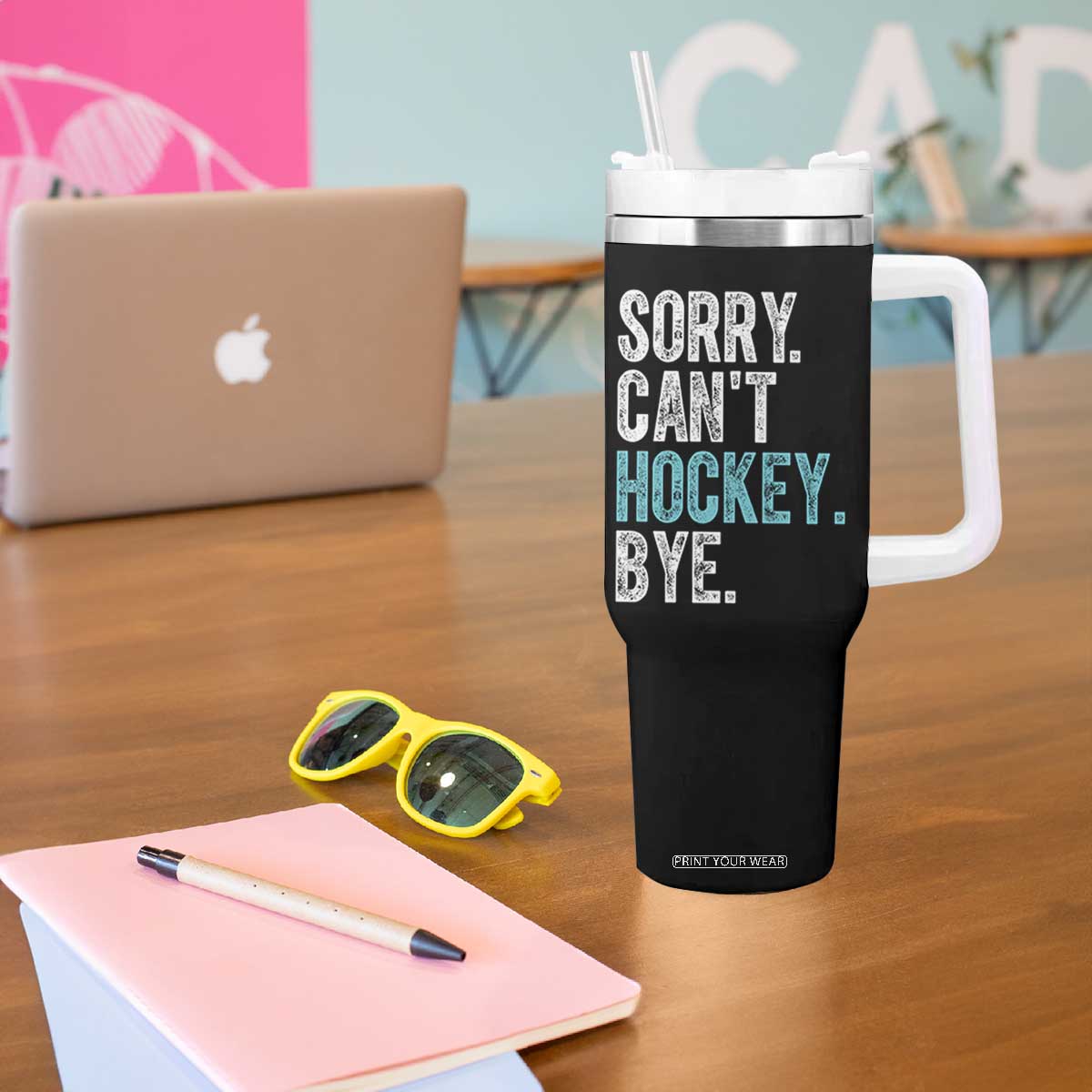 Funny Sorry Cant Hockey Bye Tumbler With Handle Ice Hockey Player TS11 Print Your Wear