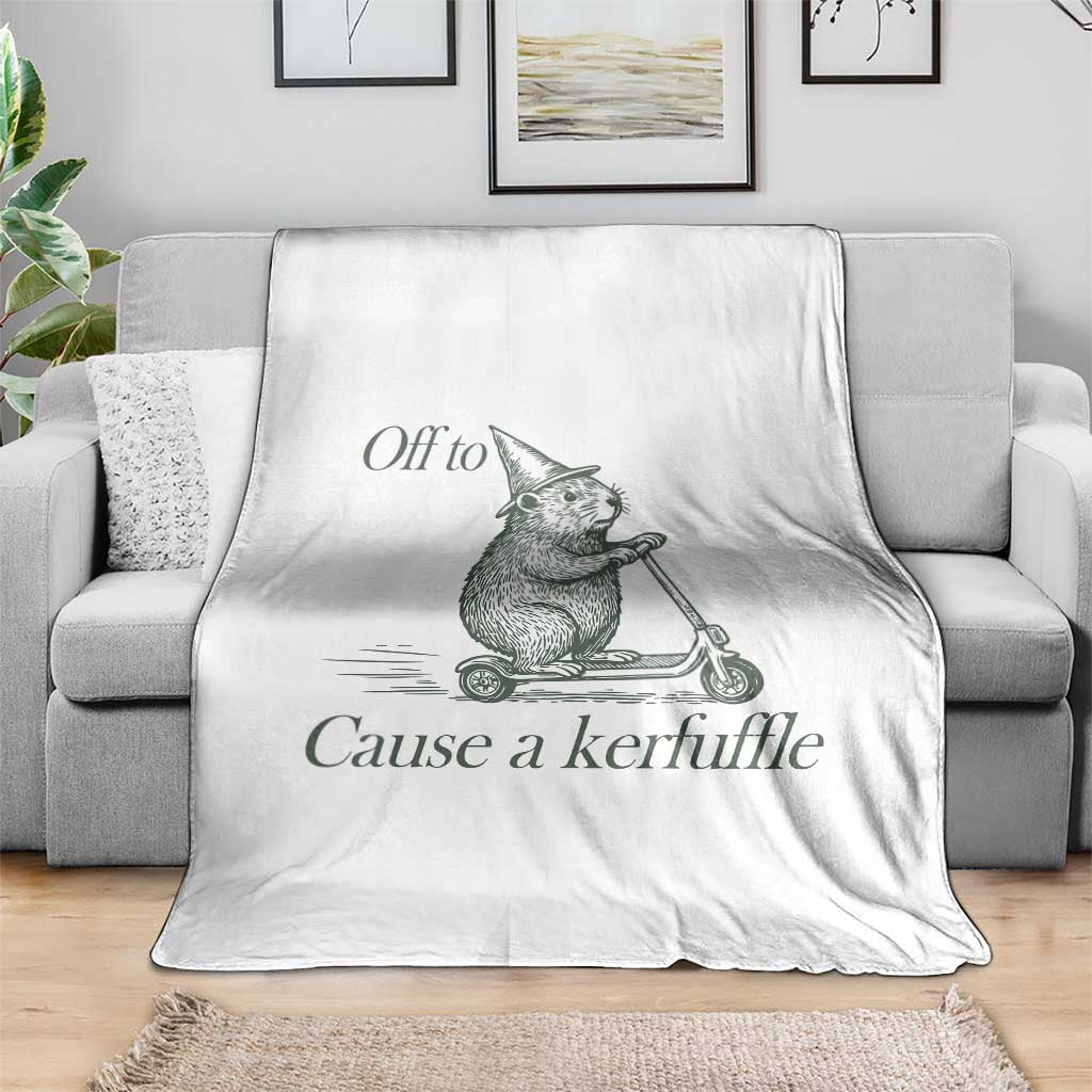 Off To Cause A Kerfuffle Throw Blanket Funny Groundhog Scooter Chaos TS11 Print Your Wear