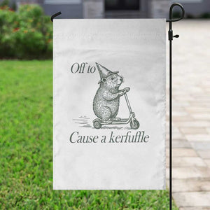 Off To Cause A Kerfuffle Garden Flag Funny Groundhog Scooter Chaos TS11 Print Your Wear