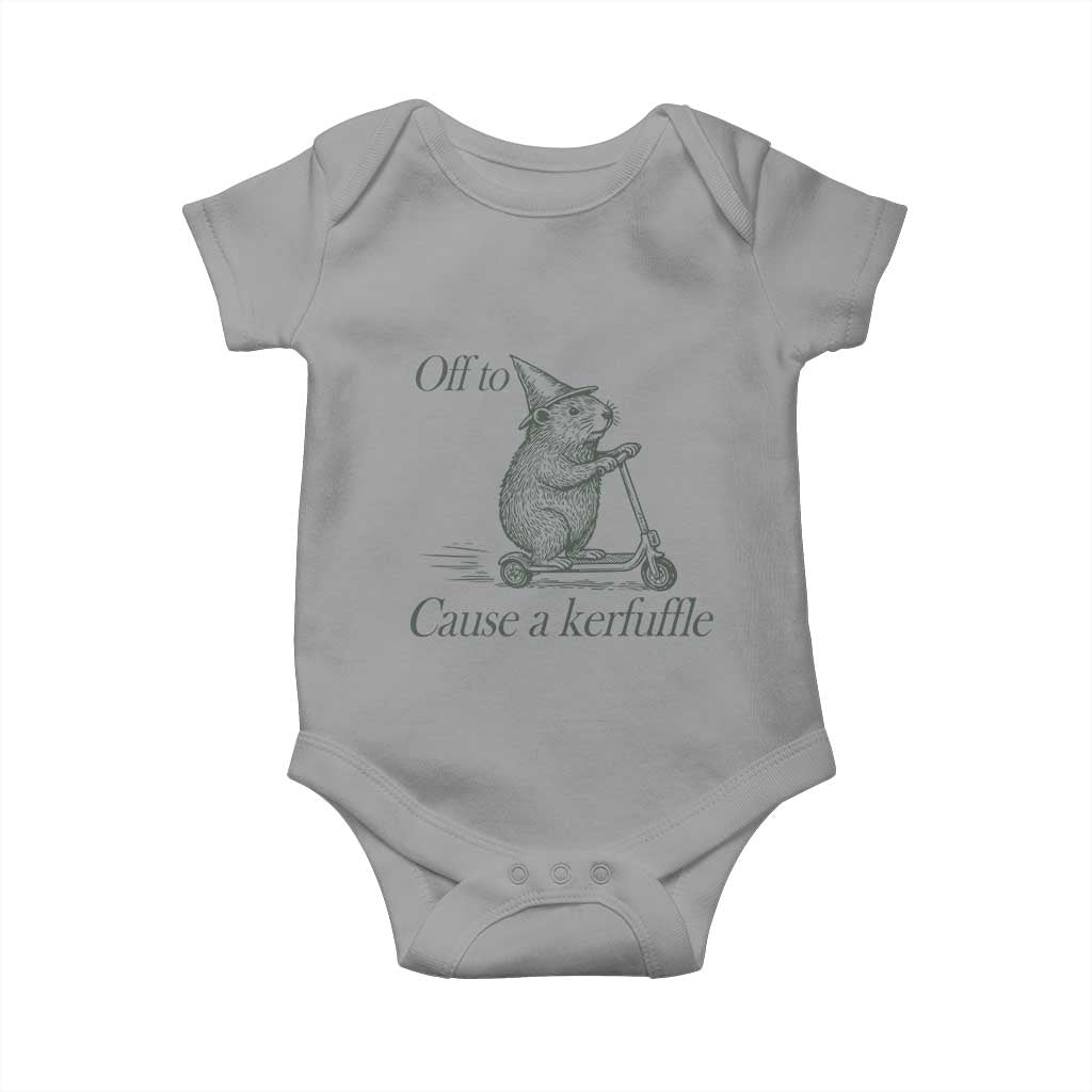 Off To Cause A Kerfuffle Baby Onesie Funny Groundhog Scooter Chaos TS11 Sport Gray Print Your Wear