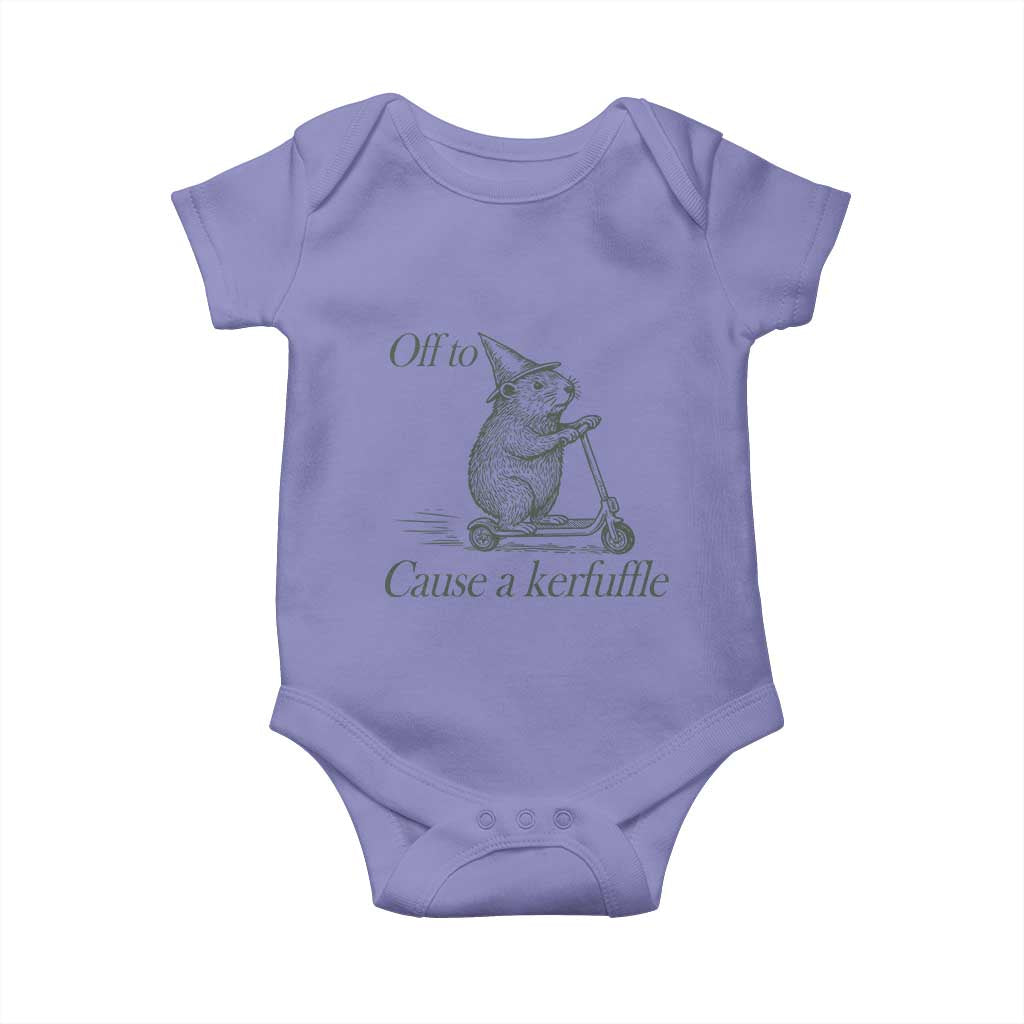 Off To Cause A Kerfuffle Baby Onesie Funny Groundhog Scooter Chaos TS11 Violet Print Your Wear