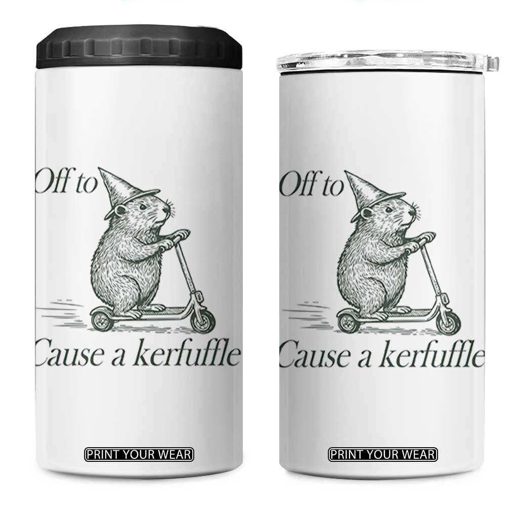 Off To Cause A Kerfuffle 4 in 1 Can Cooler Tumbler Funny Groundhog Scooter Chaos TS11 One Size: 16 oz White Print Your Wear