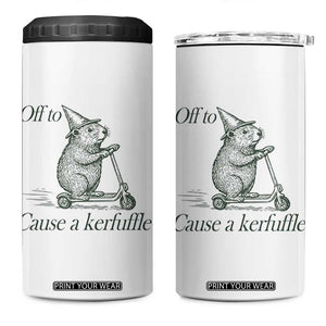 Off To Cause A Kerfuffle 4 in 1 Can Cooler Tumbler Funny Groundhog Scooter Chaos TS11 One Size: 16 oz White Print Your Wear