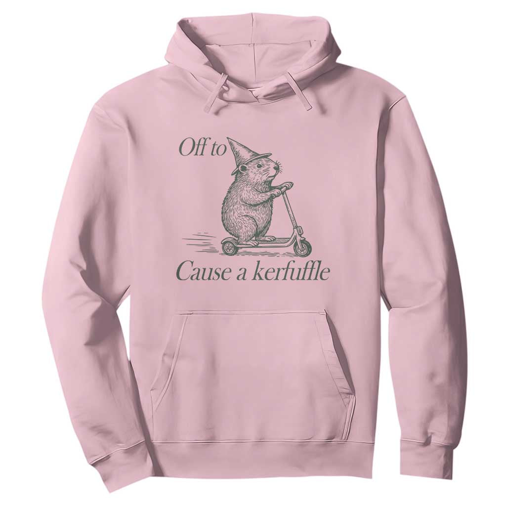 Off To Cause A Kerfuffle Hoodie Funny Groundhog Scooter Chaos TS11 Light Pink Print Your Wear