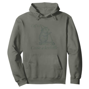 Off To Cause A Kerfuffle Hoodie Funny Groundhog Scooter Chaos TS11 Military Green Print Your Wear