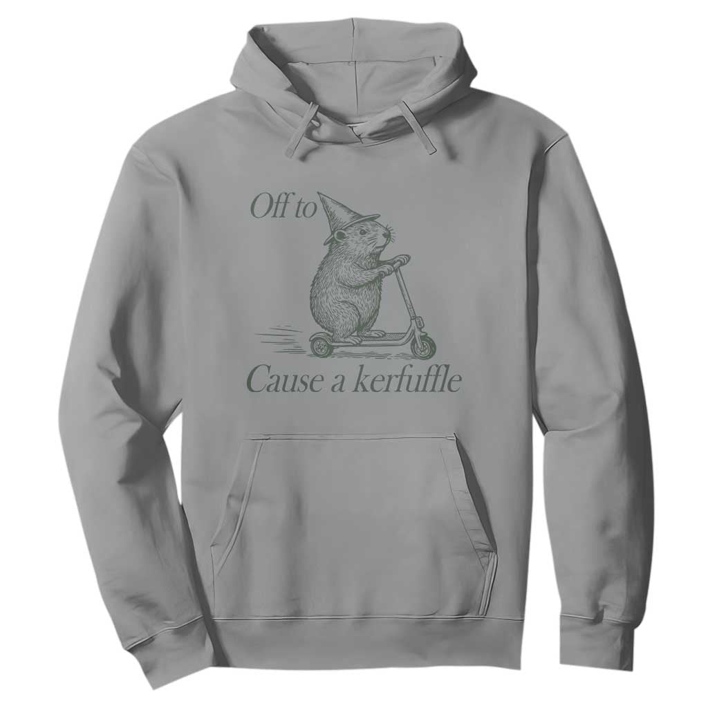 Off To Cause A Kerfuffle Hoodie Funny Groundhog Scooter Chaos TS11 Sport Gray Print Your Wear