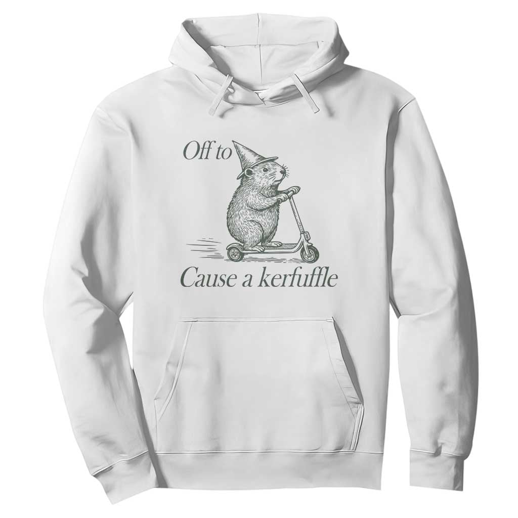 Off To Cause A Kerfuffle Hoodie Funny Groundhog Scooter Chaos TS11 White Print Your Wear