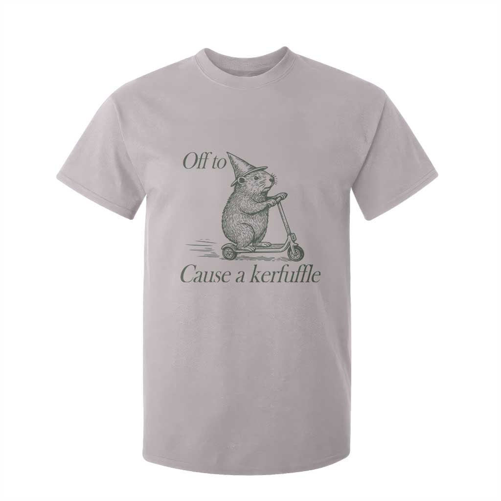 Off To Cause A Kerfuffle T Shirt For Kid Funny Groundhog Scooter Chaos TS11 Ice Gray Print Your Wear