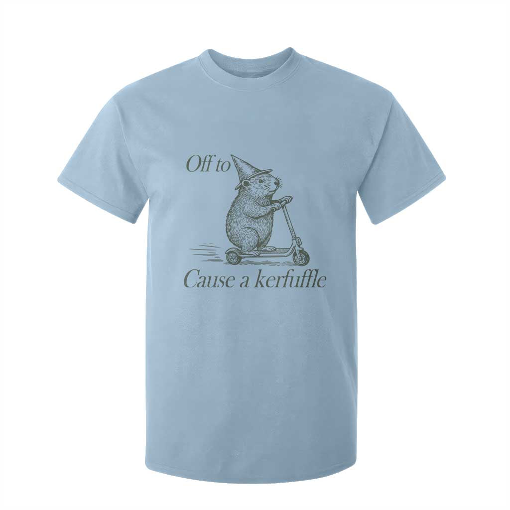 Off To Cause A Kerfuffle T Shirt For Kid Funny Groundhog Scooter Chaos TS11 Light Blue Print Your Wear