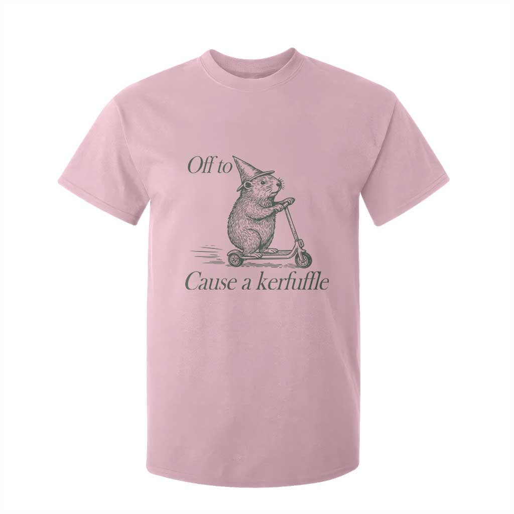 Off To Cause A Kerfuffle T Shirt For Kid Funny Groundhog Scooter Chaos TS11 Light Pink Print Your Wear