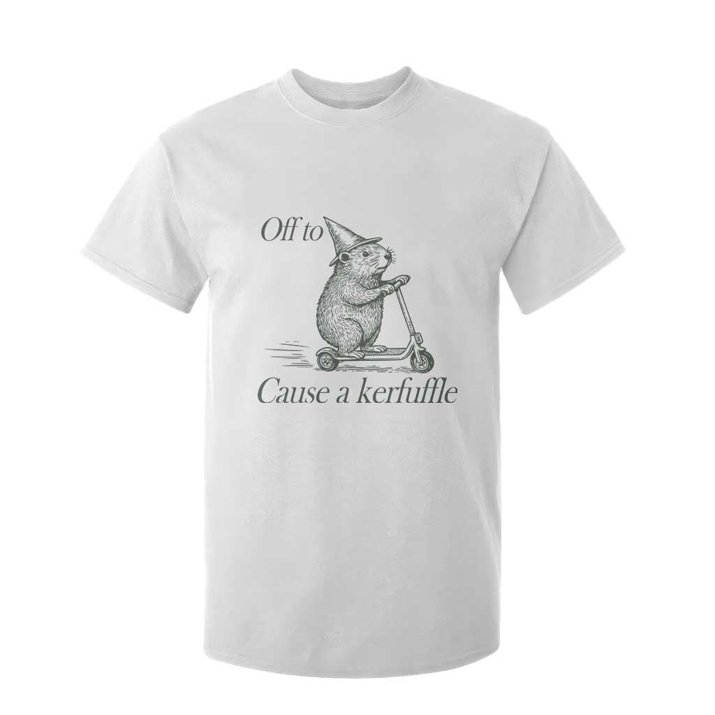 Off To Cause A Kerfuffle T Shirt For Kid Funny Groundhog Scooter Chaos TS11 White Print Your Wear