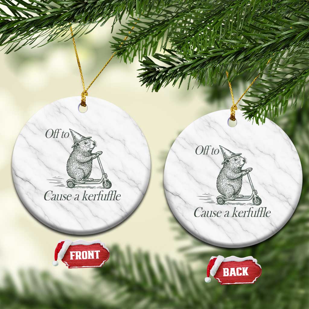 Off To Cause A Kerfuffle Ceramic Ornament Funny Groundhog Scooter Chaos TS11 1pc White Marble Print Your Wear