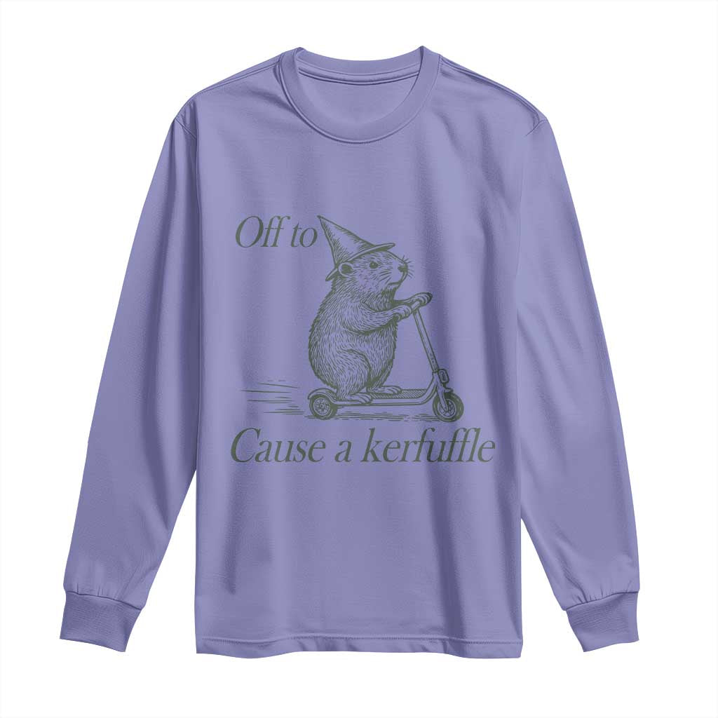 Off To Cause A Kerfuffle Long Sleeve Shirt Funny Groundhog Scooter Chaos TS11 Violet Print Your Wear