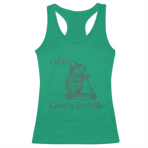 Off To Cause A Kerfuffle Racerback Tank Top Funny Groundhog Scooter Chaos TS11 Irish Green Print Your Wear