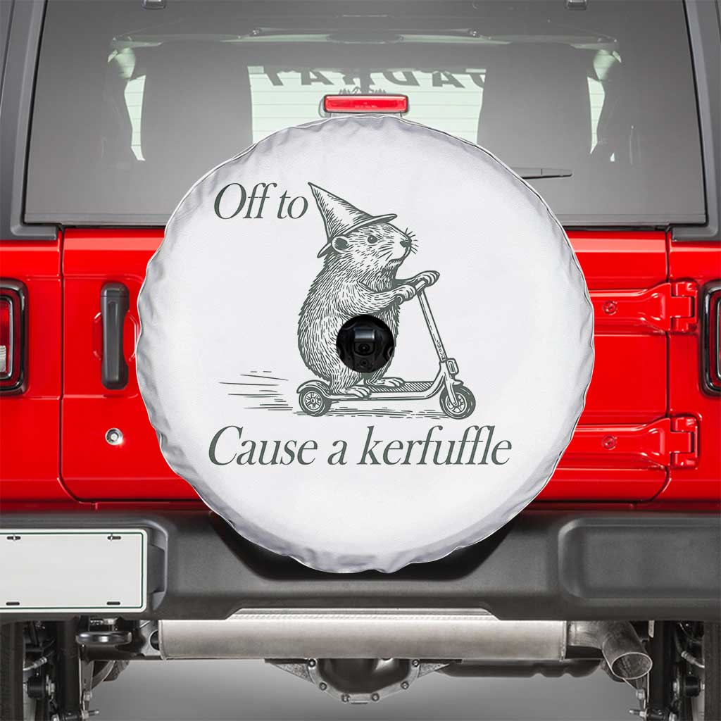 Off To Cause A Kerfuffle Spare Tire Cover Funny Groundhog Scooter Chaos TS11 White Print Your Wear