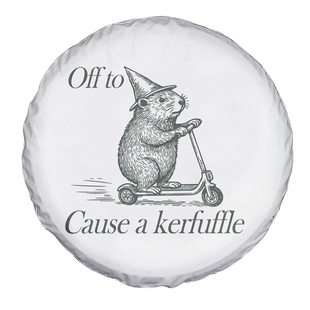 Off To Cause A Kerfuffle Spare Tire Cover Funny Groundhog Scooter Chaos TS11 Print Your Wear
