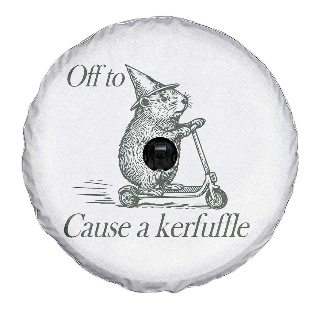 Off To Cause A Kerfuffle Spare Tire Cover Funny Groundhog Scooter Chaos TS11 Print Your Wear