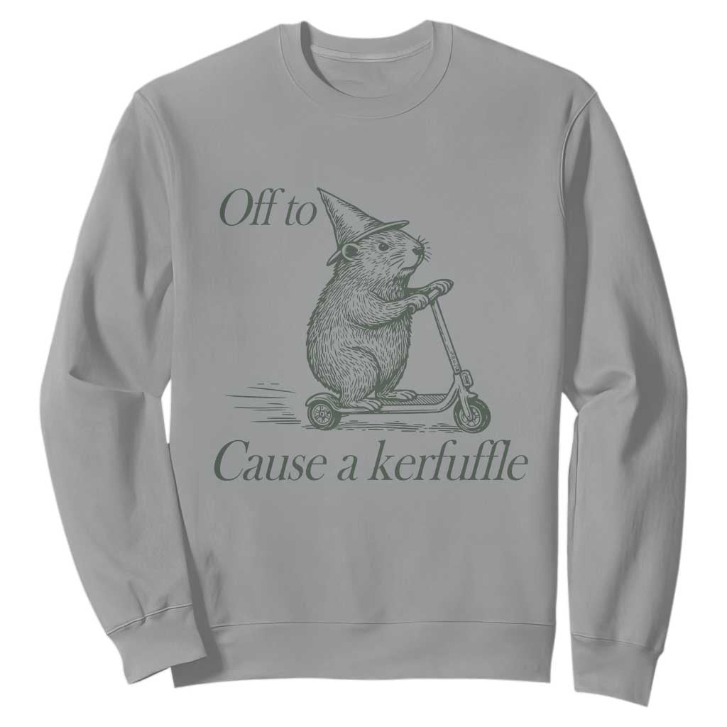 Off To Cause A Kerfuffle Sweatshirt Funny Groundhog Scooter Chaos TS11 Sport Gray Print Your Wear