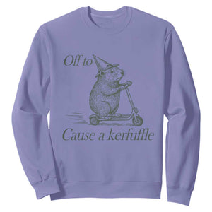 Off To Cause A Kerfuffle Sweatshirt Funny Groundhog Scooter Chaos TS11 Violet Print Your Wear