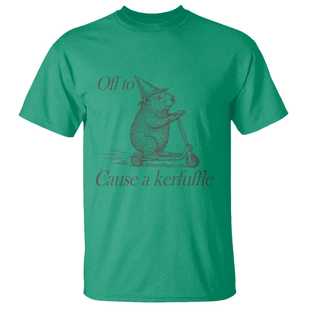 Off To Cause A Kerfuffle T Shirt Funny Groundhog Scooter Chaos TS11 Irish Green Print Your Wear