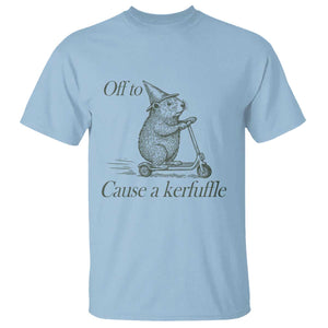 Off To Cause A Kerfuffle T Shirt Funny Groundhog Scooter Chaos TS11 Light Blue Print Your Wear