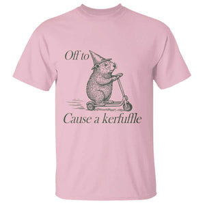 Off To Cause A Kerfuffle T Shirt Funny Groundhog Scooter Chaos TS11 Light Pink Print Your Wear