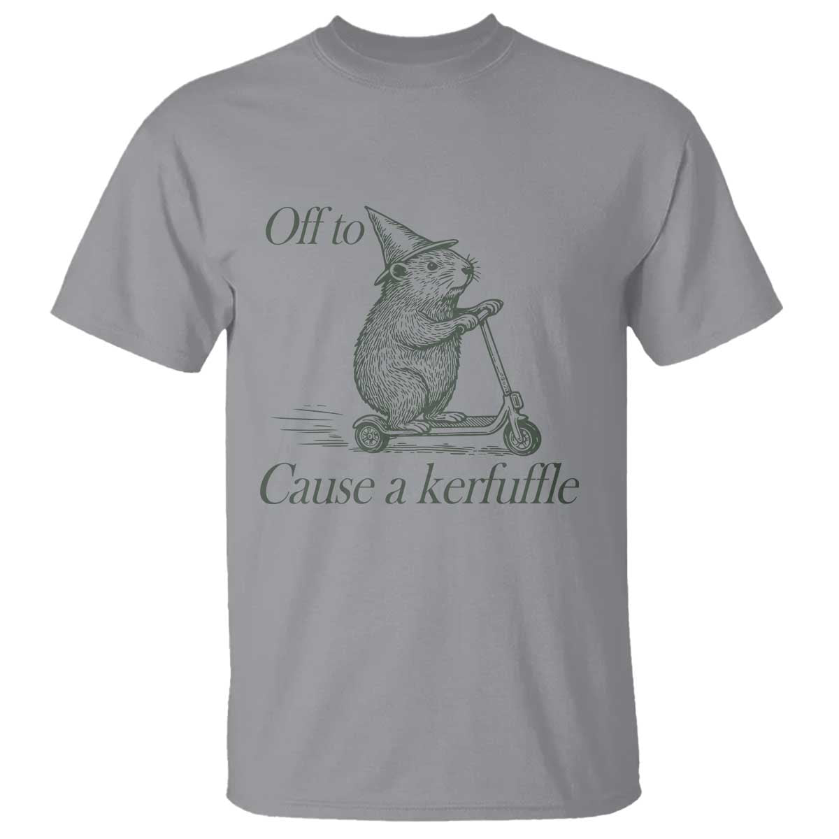 Off To Cause A Kerfuffle T Shirt Funny Groundhog Scooter Chaos TS11 Sport Gray Print Your Wear