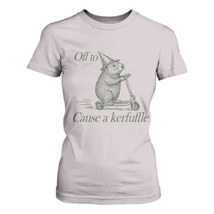 Off To Cause A Kerfuffle T Shirt For Women Funny Groundhog Scooter Chaos TS11 Ice Gray Print Your Wear