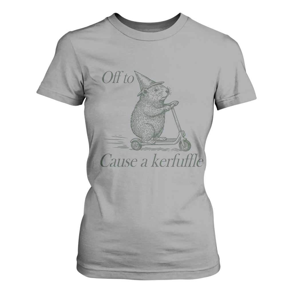 Off To Cause A Kerfuffle T Shirt For Women Funny Groundhog Scooter Chaos TS11 Sport Gray Print Your Wear
