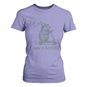 Off To Cause A Kerfuffle T Shirt For Women Funny Groundhog Scooter Chaos TS11 Violet Print Your Wear