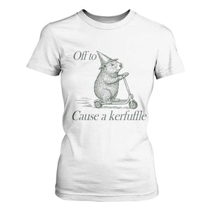 Off To Cause A Kerfuffle T Shirt For Women Funny Groundhog Scooter Chaos TS11 White Print Your Wear