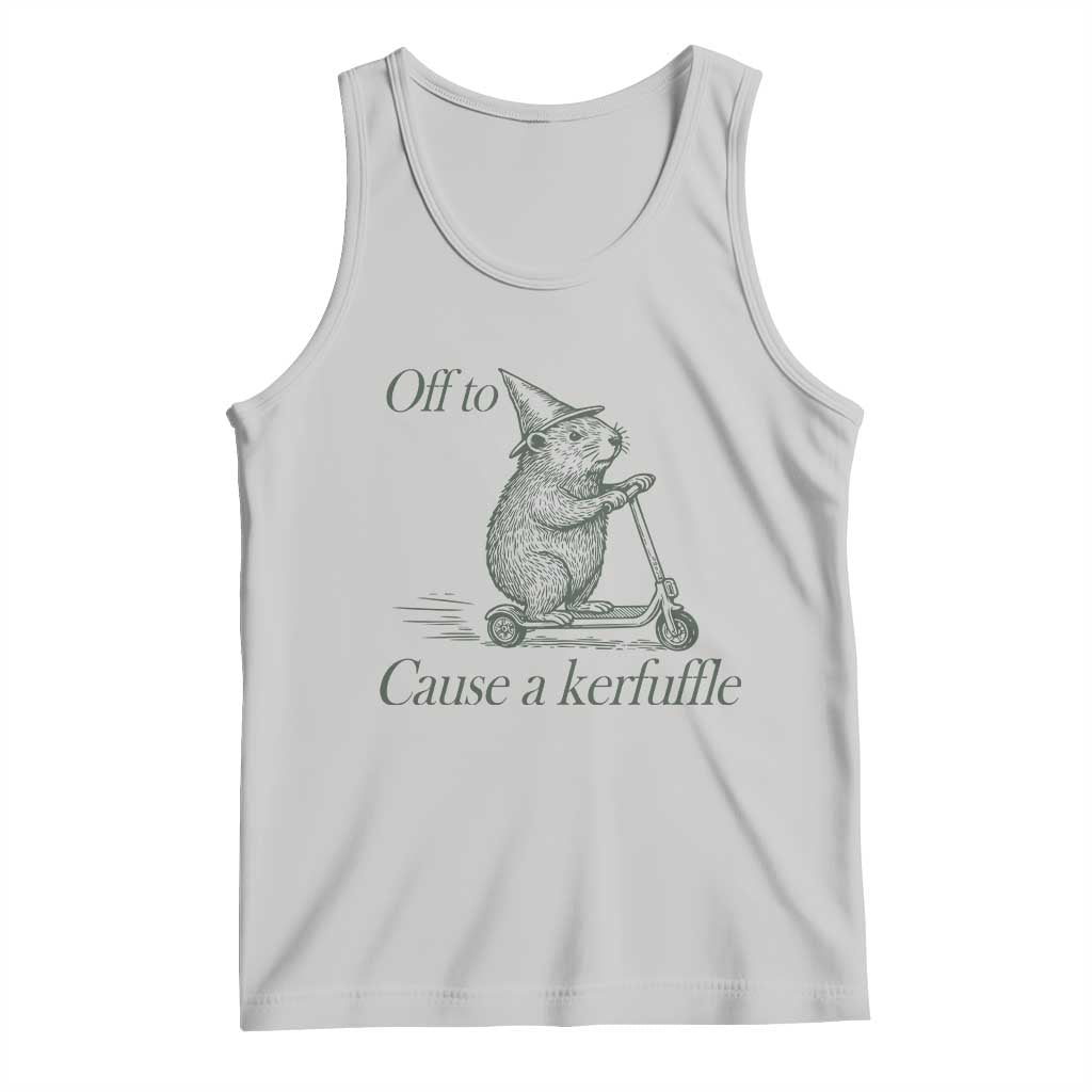 Off To Cause A Kerfuffle Tank Top Funny Groundhog Scooter Chaos TS11 Ash Print Your Wear
